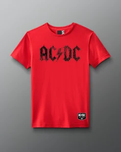 Shirts & Tees|Shirts & Tees>RUDIS AC/DC Distress Logo Elite Super Soft T-Shirt Red