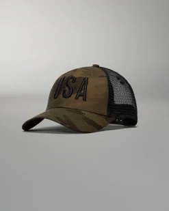 Hats & Beanies|Hats & Beanies>RUDIS Camo USA Trucker Hat Black Camo