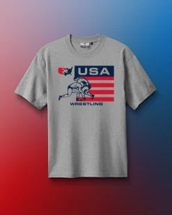 Shirts & Tees|Shirts & Tees>RUDIS Classic USA Wrestling Heavyweight T-Shirt Heather Gray