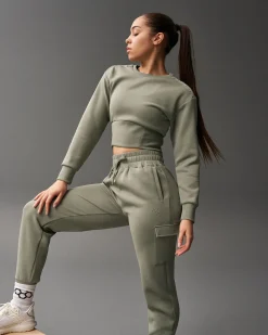 Hoodies & Pullovers>RUDIS COOL-FEEL Women's Fitted Crew - Olive