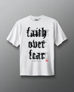 Shirts & Tees|Shirts & Tees>RUDIS Gothic Faith Over Fear Heavyweight T-Shirt White