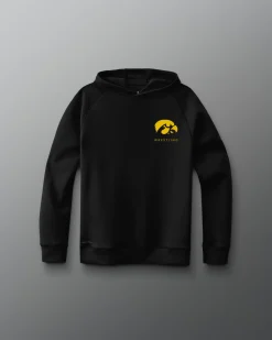 Hoodies & Pullovers>RUDIS Hawkeye Wrestling COOL-FEEL Youth Hoodie Black