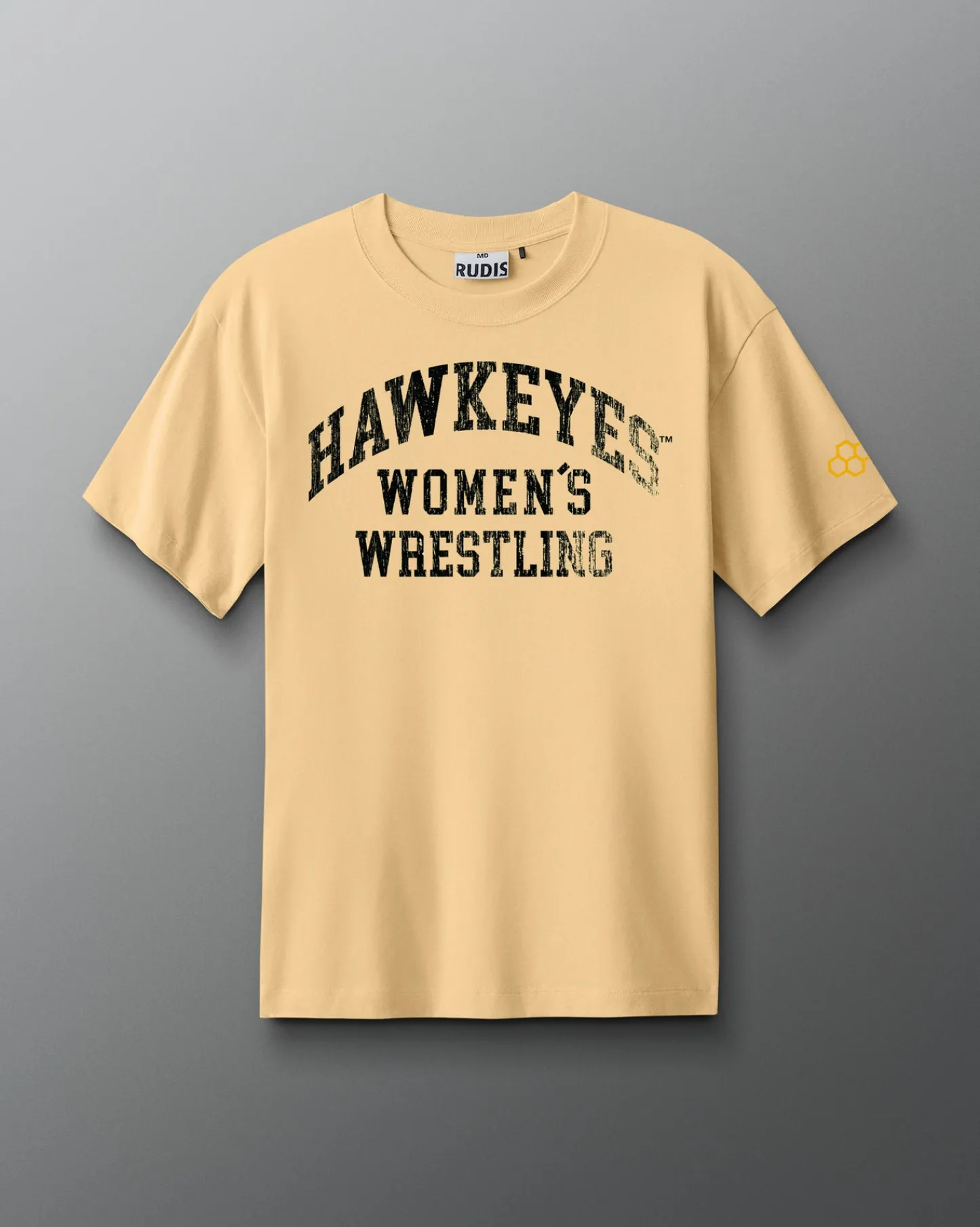 Shirts & Tees>RUDIS Hawkeyes Women's Vintage Arch Heavyweight T-Shirt Yellow