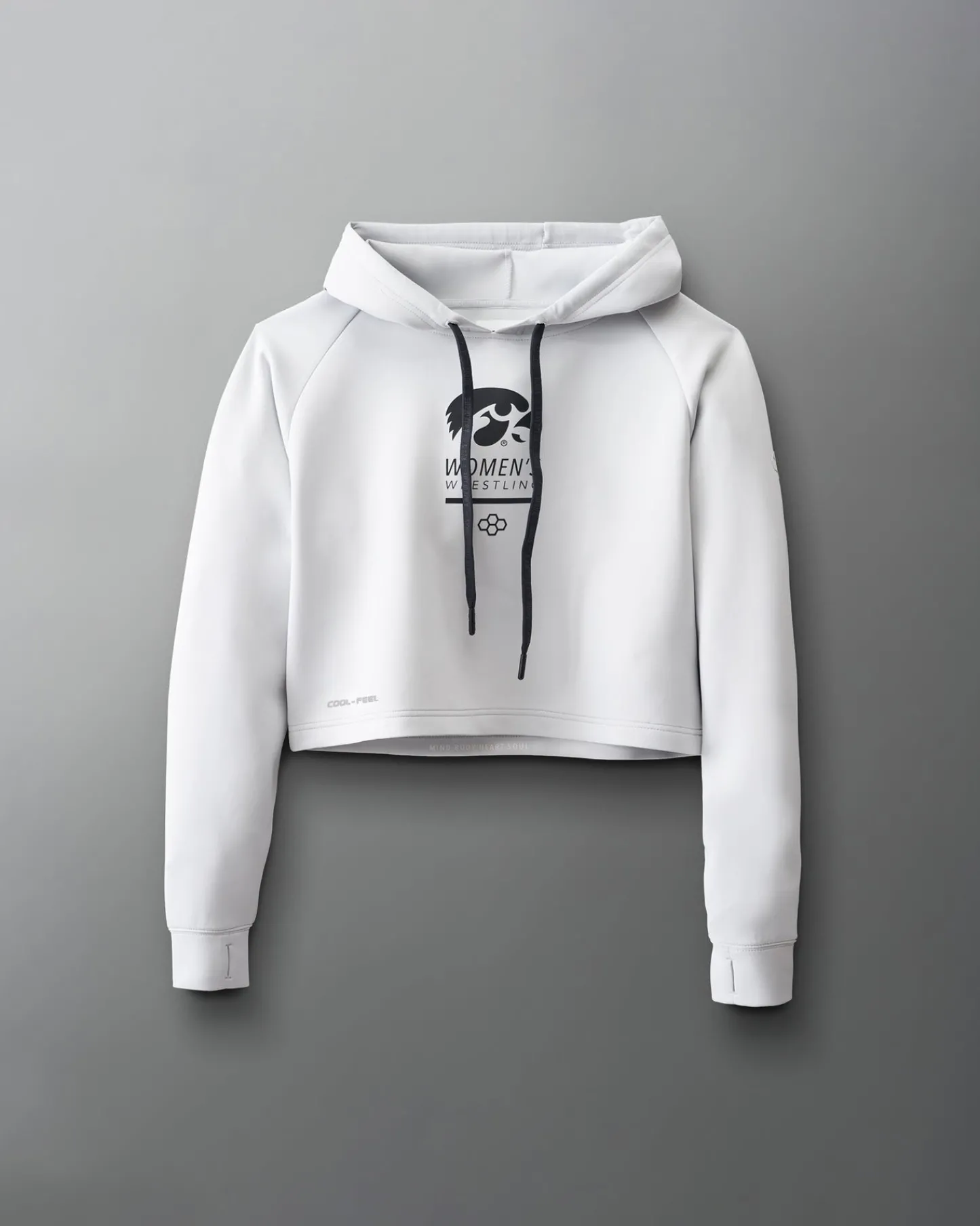 Hoodies & Pullovers>RUDIS IOWA COOL-FEEL Women's Crop Hoodie Lunar Gray