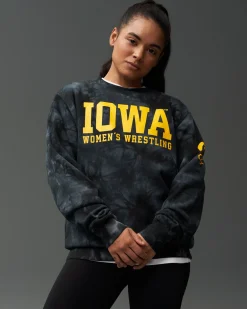 Hoodies & Pullovers>RUDIS Iowa Women's Wrestling Tie-Dye Crewneck Tie Dye Black