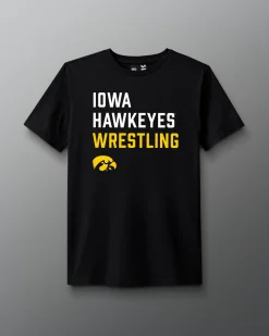 Shirts & Tees|Shirts & Tees>RUDIS Iowa Wrestling Stacked T-Shirt Black