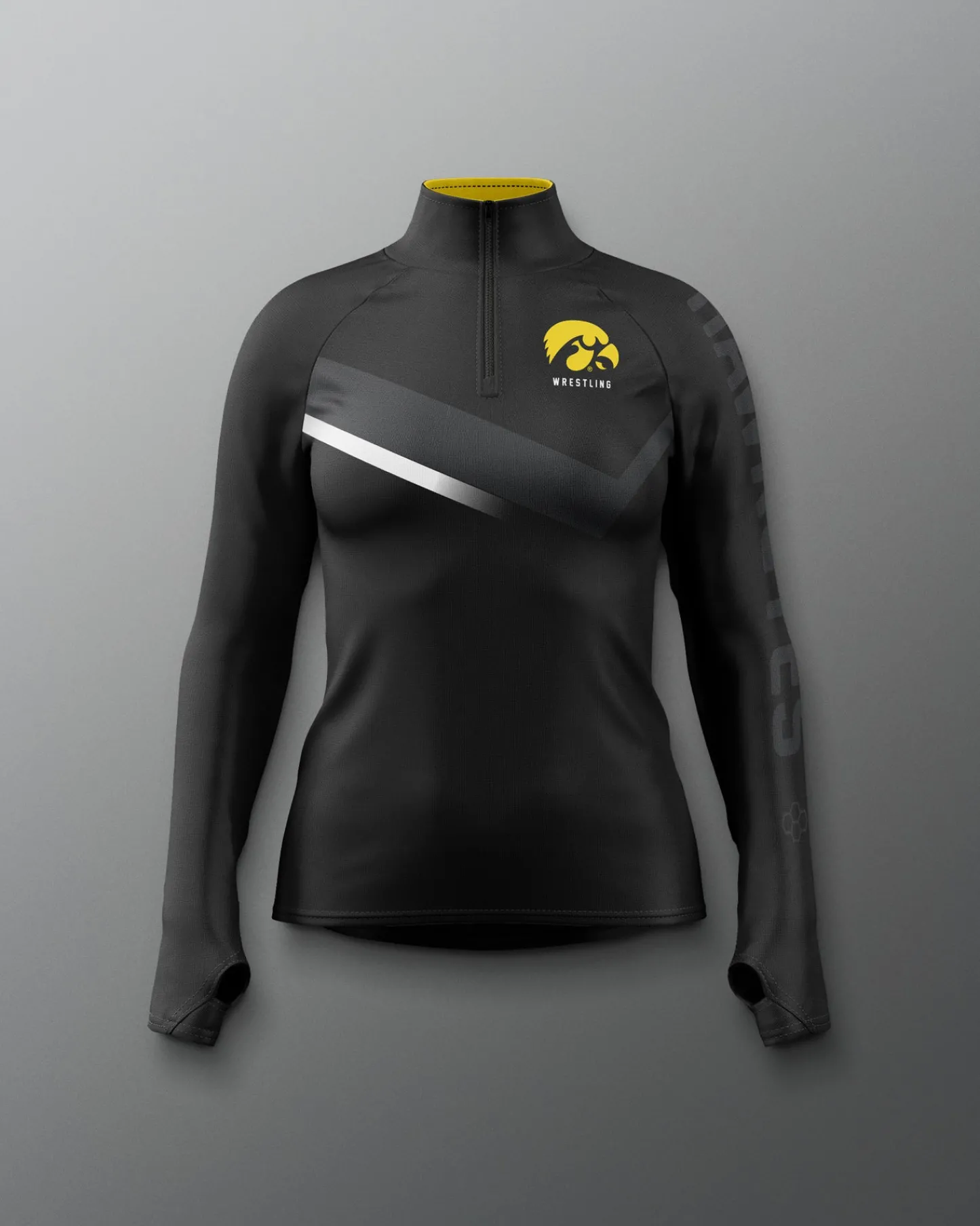 Jackets & 1/4 Zips>RUDIS Iowa Wrestling Sublimated Women's Elite 1/4 Zip Black