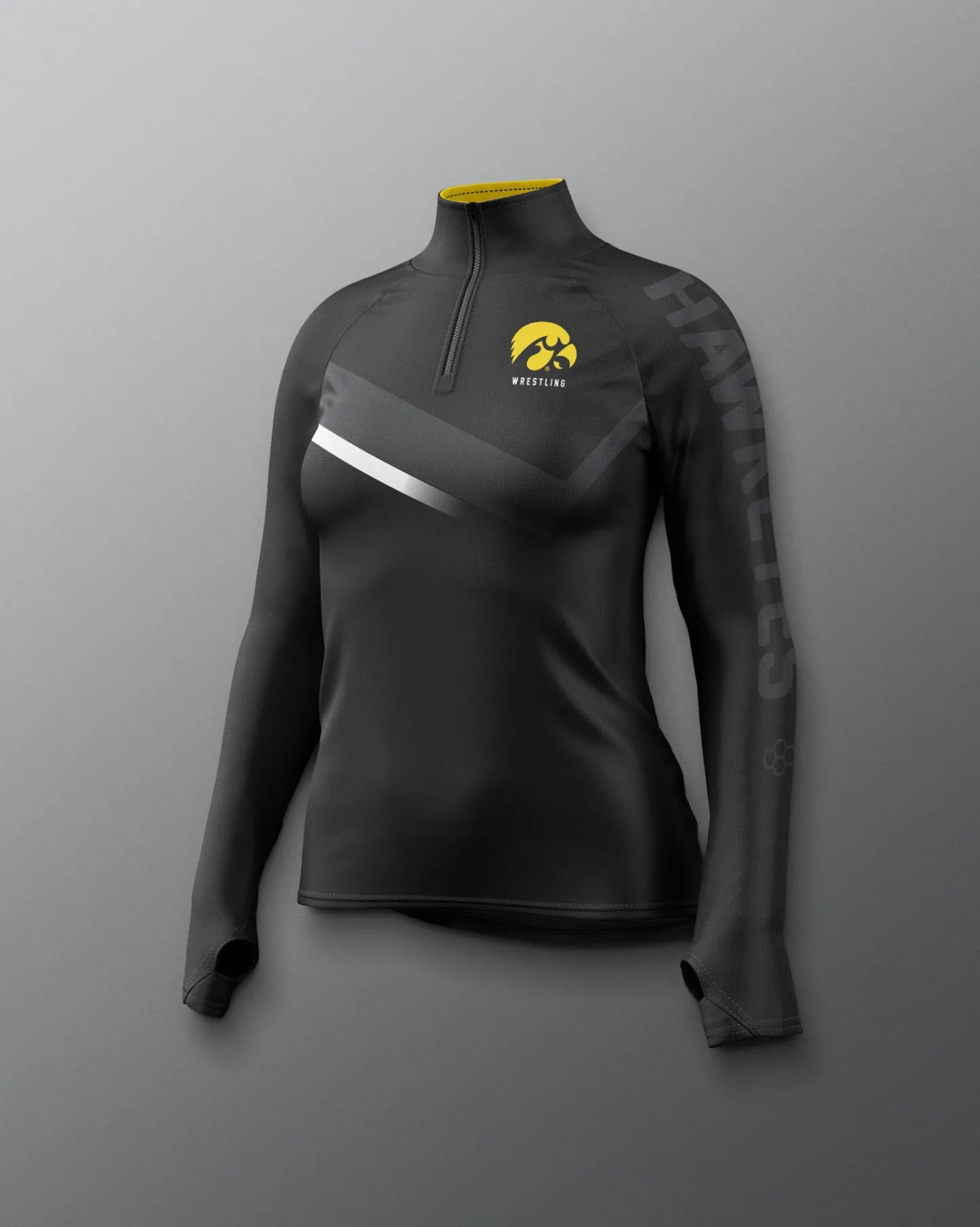 Jackets & 1/4 Zips>RUDIS Iowa Wrestling Sublimated Women's Elite 1/4 Zip Black