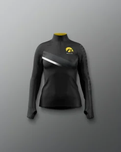 Jackets & 1/4 Zips>RUDIS Iowa Wrestling Sublimated Girl's Elite 1/4 Zip Black