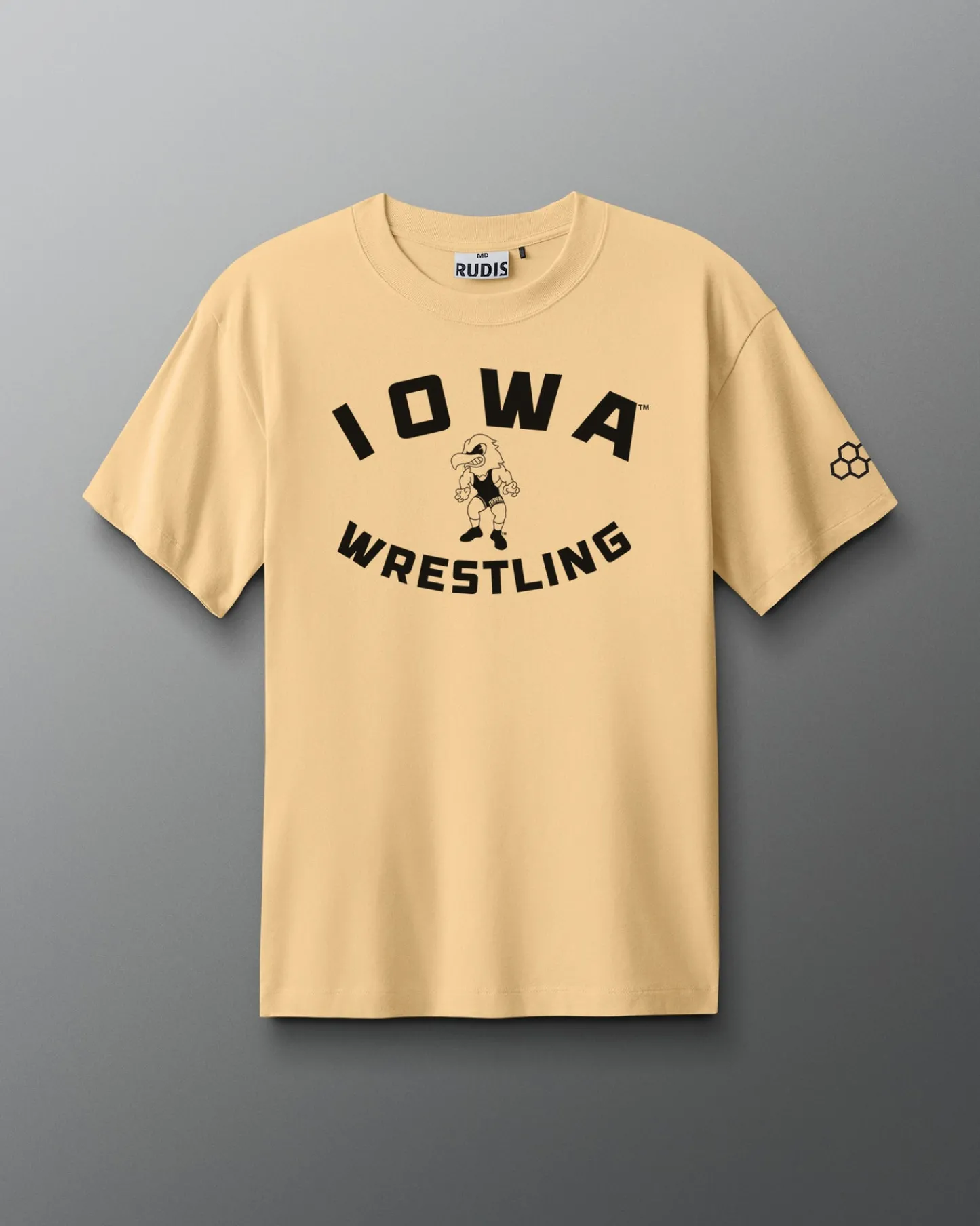 Shirts & Tees|Shirts & Tees>RUDIS Iowa Wrestling Throwback Heavyweight T-Shirt Yellow