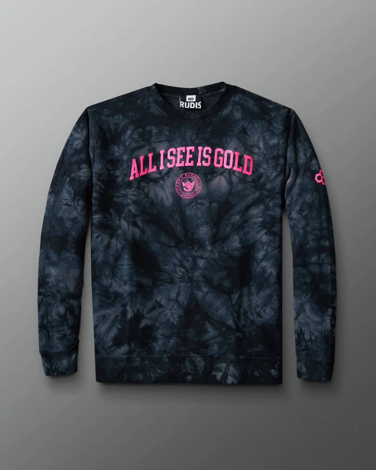 Hoodies & Pullovers|Hoodies & Pullovers>RUDIS JB All I See Is Gold Academy Tie Dye Crewneck Black Tie Dye