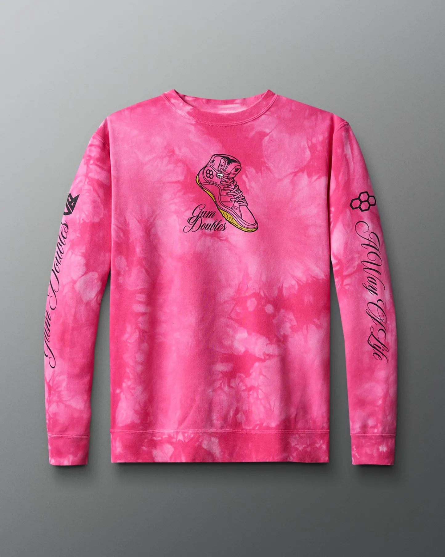 Hoodies & Pullovers|Hoodies & Pullovers>RUDIS JB Gum Doubles Tie Dye Crewneck Pink Tie Dye
