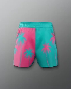 Shorts & Bottoms>RUDIS JB South Beach Palms Elite Sublimated Shorts Teal/Pink