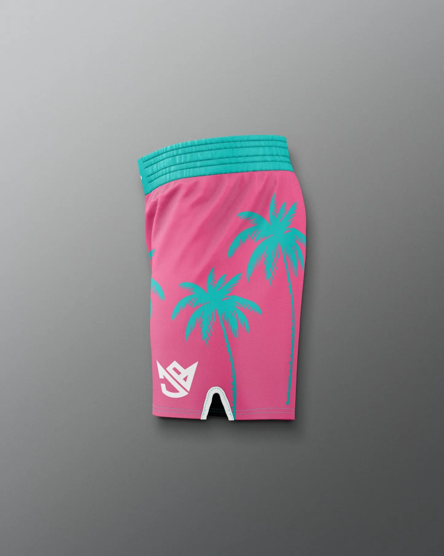 Shorts & Bottoms>RUDIS JB South Beach Palms Elite Sublimated Shorts Teal/Pink