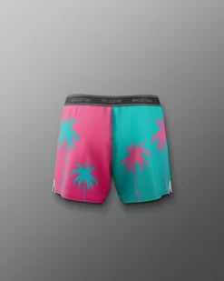 Shorts & Bottoms>RUDIS JB South Beach Palms Girl's Elite Sublimated Shorts Teal/Pink