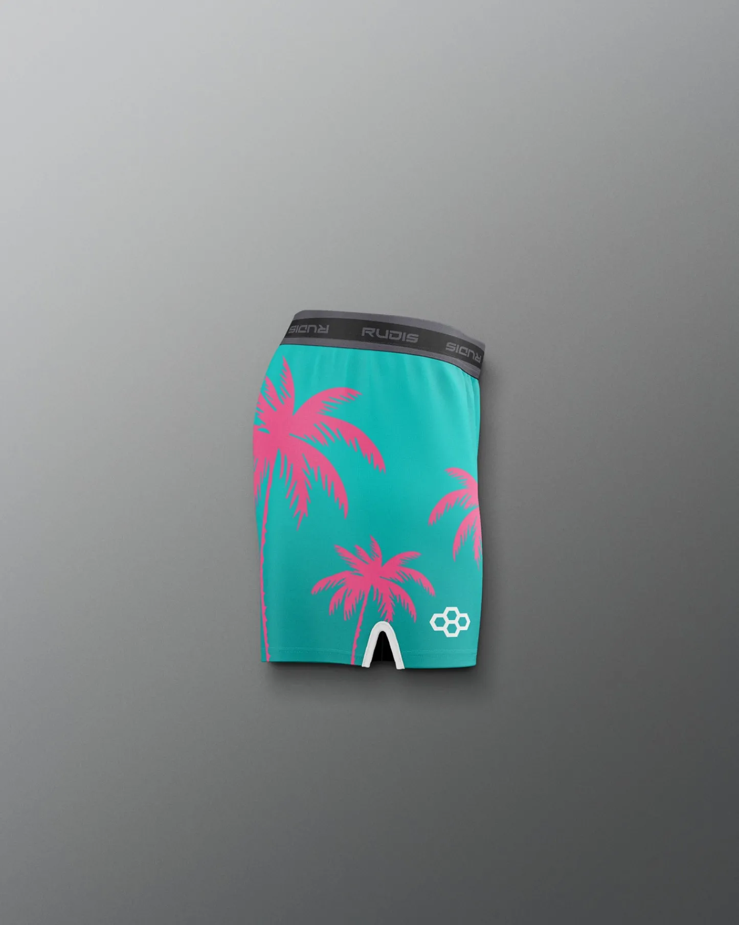 Shorts & Bottoms>RUDIS JB South Beach Palms Girl's Elite Sublimated Shorts Teal/Pink
