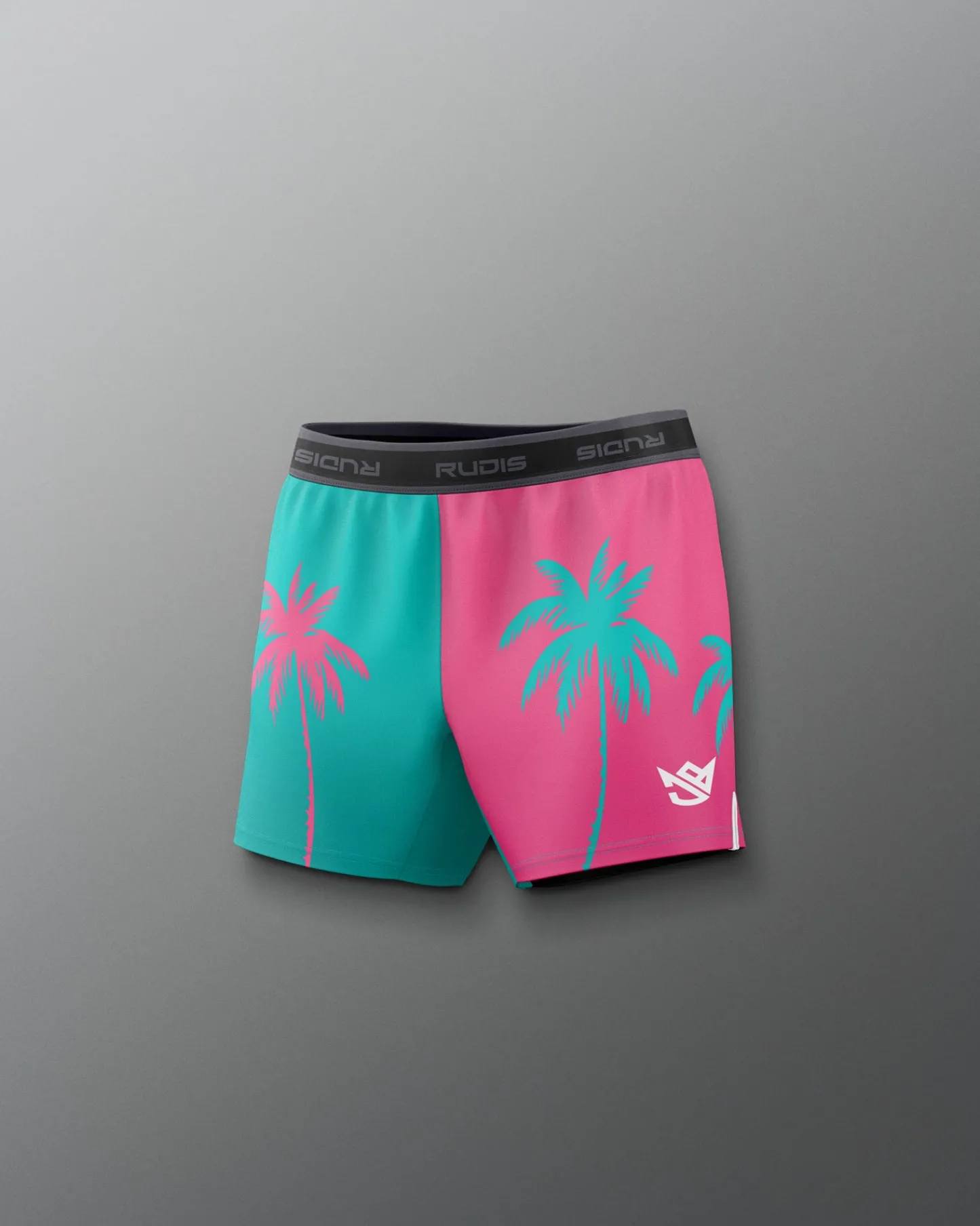 Shorts & Bottoms>RUDIS JB South Beach Palms Girl's Elite Sublimated Shorts Teal/Pink