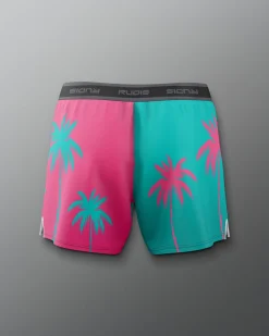 Shorts & Bottoms>RUDIS JB South Beach Palms Women's Elite Sublimated Shorts Teal/Pink
