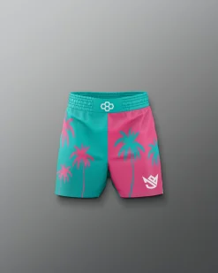 Shorts & Bottoms>RUDIS JB South Beach Palms Youth Elite Sublimated Shorts Teal/Pink