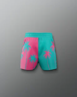 Shorts & Bottoms>RUDIS JB South Beach Palms Youth Elite Sublimated Shorts Teal/Pink
