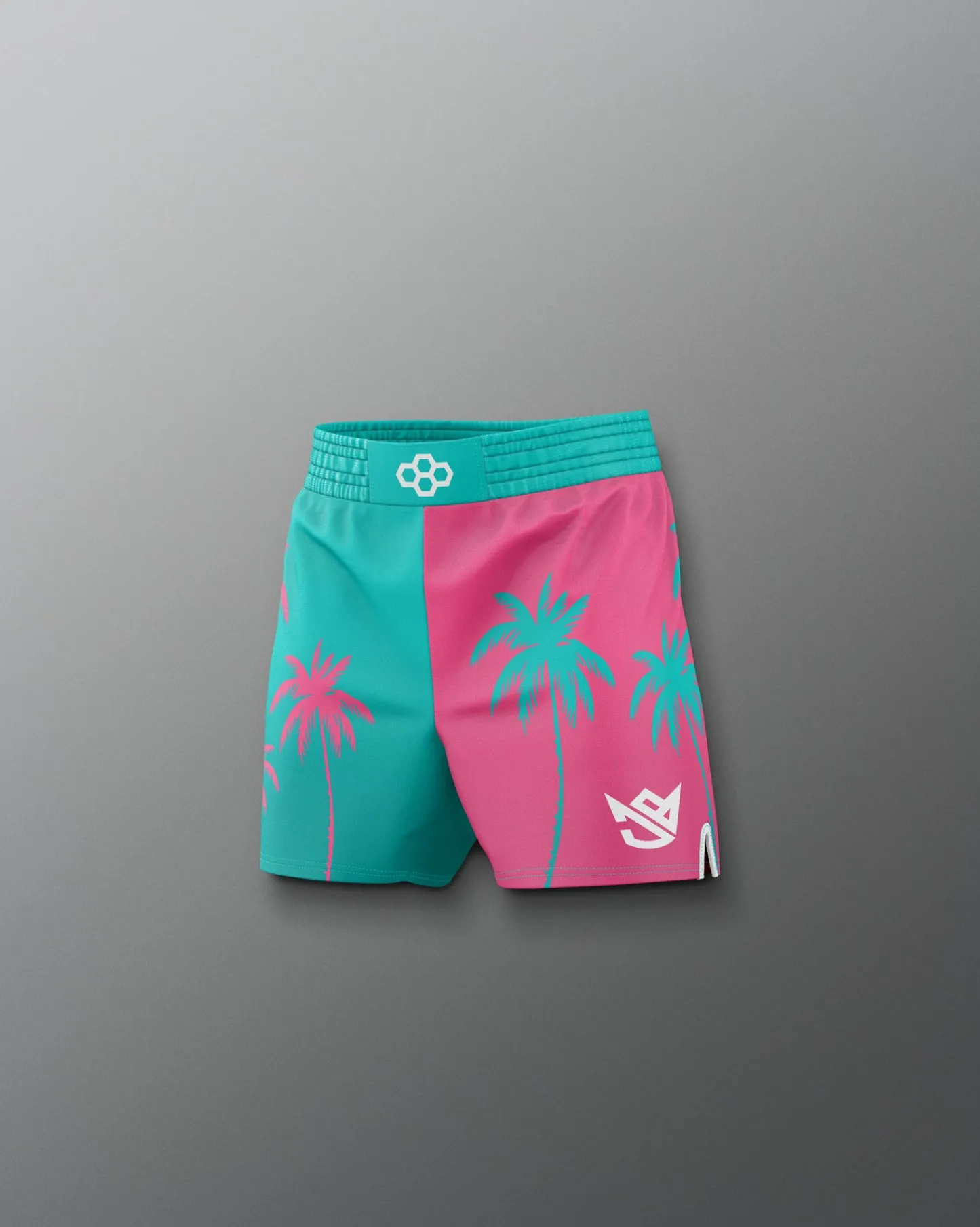 Shorts & Bottoms>RUDIS JB South Beach Palms Youth Elite Sublimated Shorts Teal/Pink