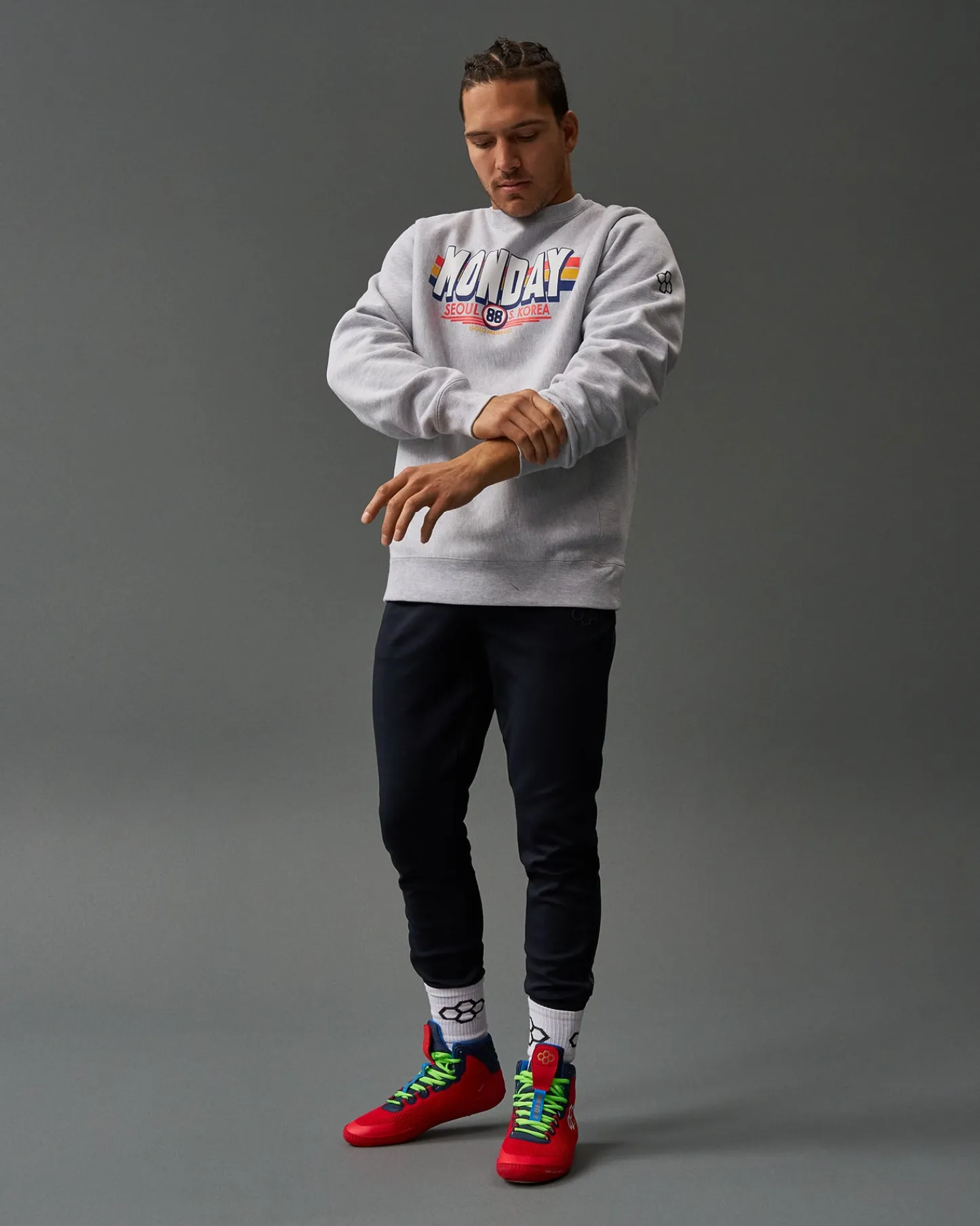Hoodies & Pullovers|Hoodies & Pullovers>RUDIS Kenny Monday 88 Vintage Crewneck Heather Gray