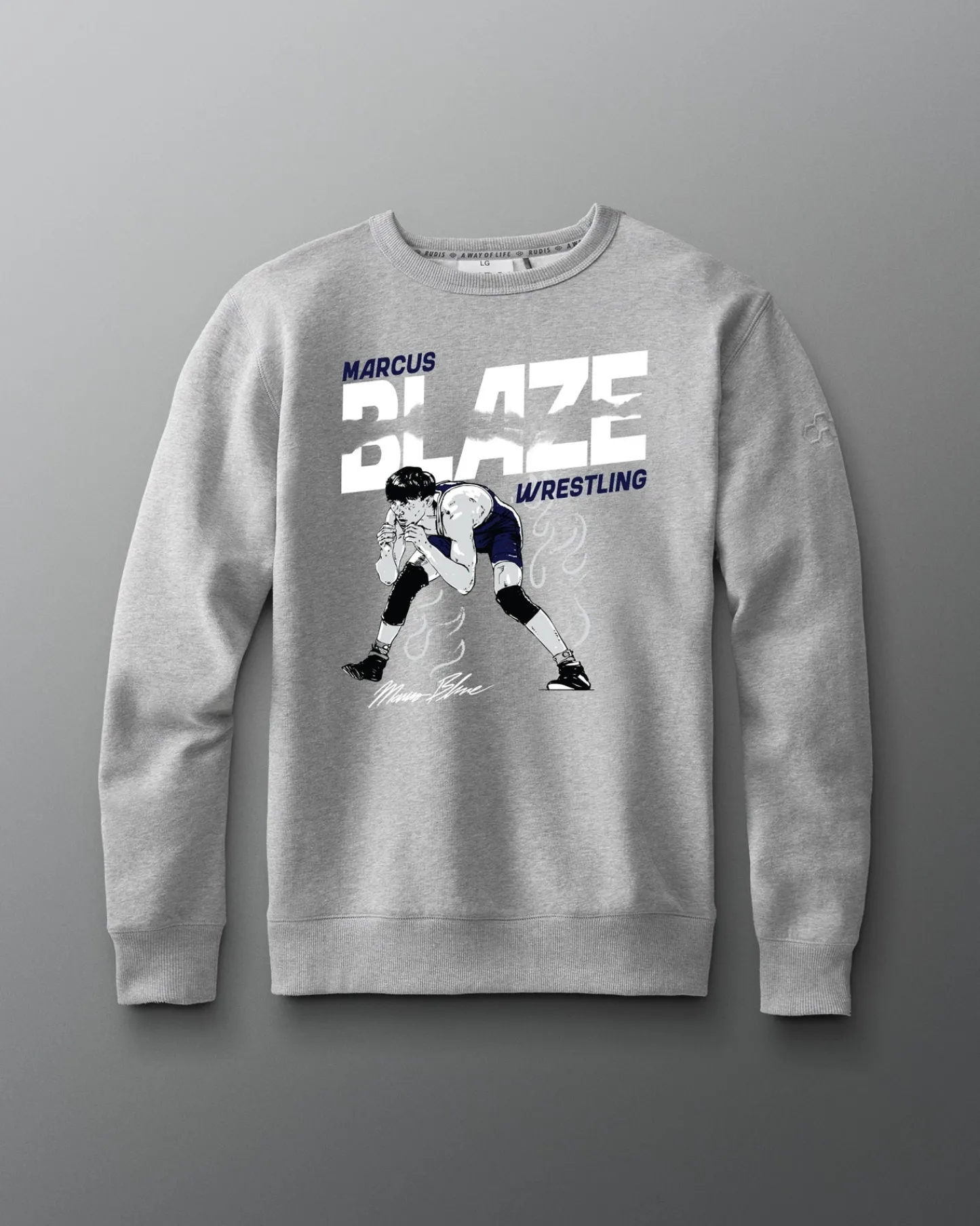 Hoodies & Pullovers|Hoodies & Pullovers>RUDIS Marcus Blaze Comfort Fleece Crewneck Gray