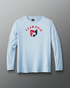 Shirts & Tees|Shirts & Tees>RUDIS Ohio USA Arch Logo Performance Long Sleeve Ice
