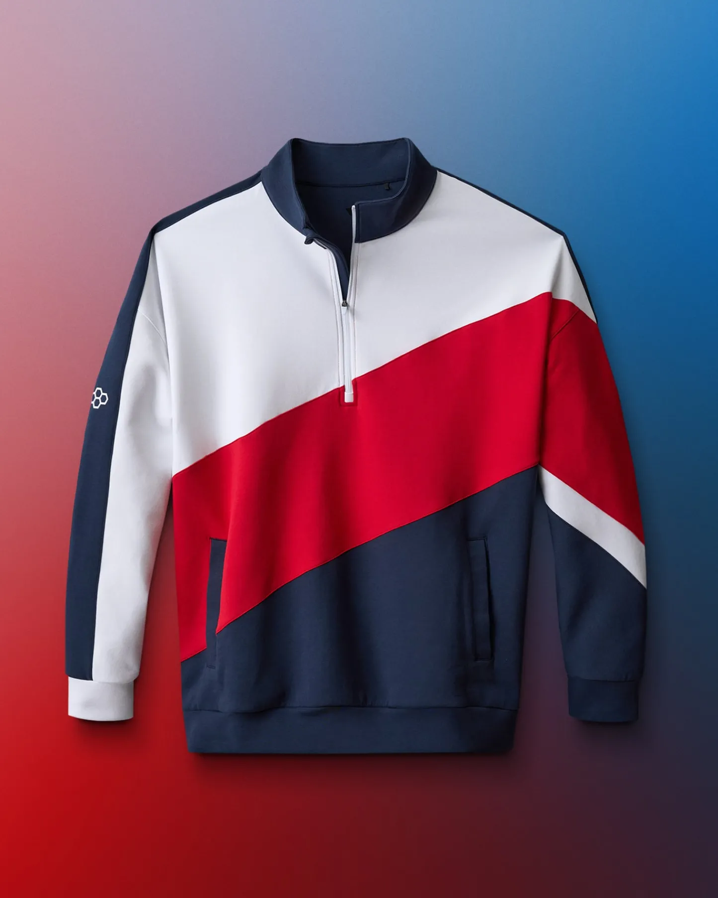 Hoodies & Pullovers|Jackets & Vests>RUDIS Colorblock 1/4 Zip Navy/White/Red