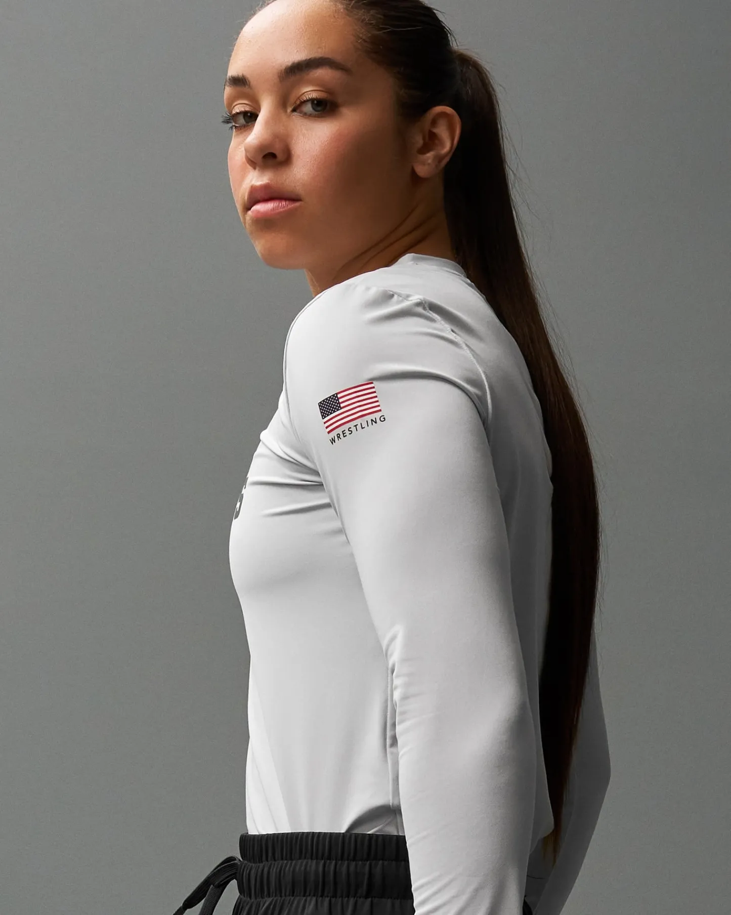 Shirts & Tees>RUDIS Team Performance Women's V-Neck Long Sleeve Lunar Gray