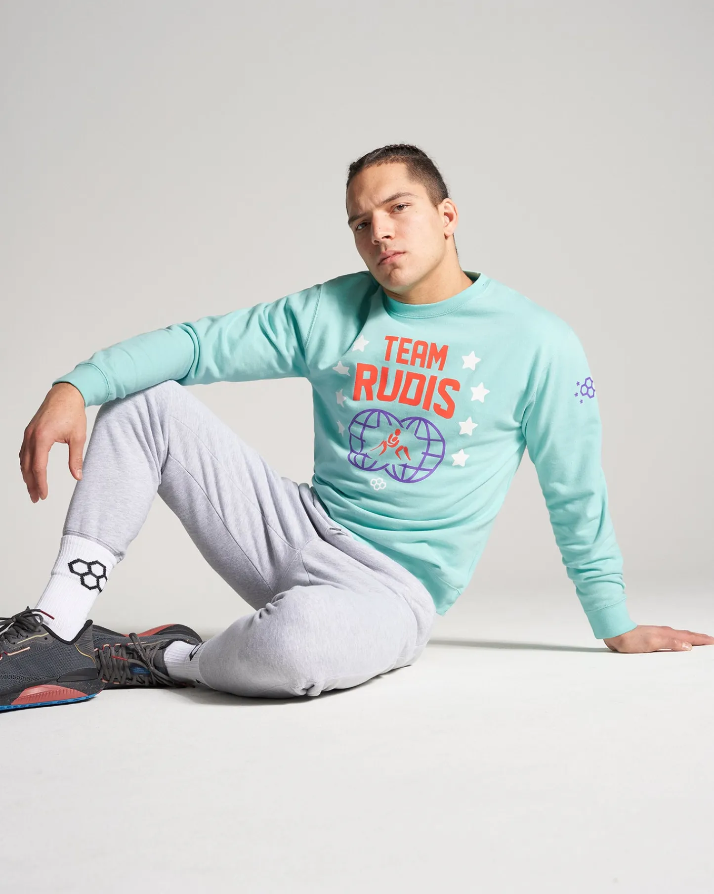Hoodies & Pullovers>RUDIS Team Retro Crewneck White