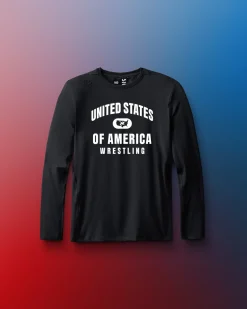 Shirts & Tees>RUDIS United States of America Wrestling Youth Performance Long Sleeve Red