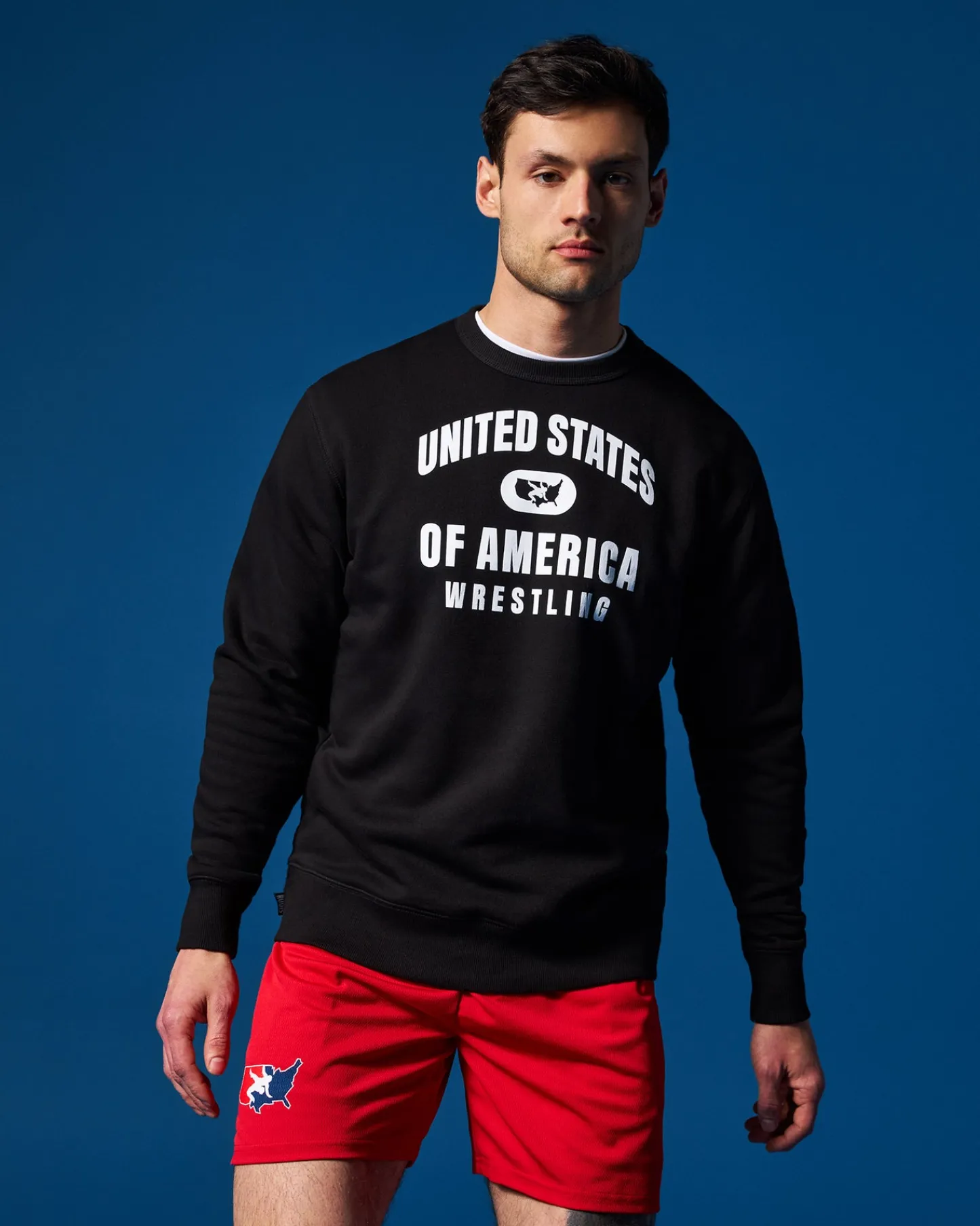 Hoodies & Pullovers|Hoodies & Pullovers>RUDIS United States of America Wrestling Comfort Fleece Crewneck Black