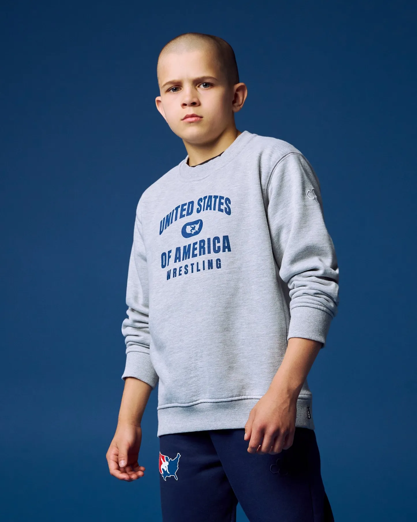 Hoodies & Pullovers>RUDIS United States of America Wrestling Youth Titan Heavyweight Crewneck Heather Gray