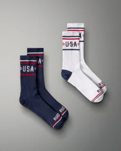 Socks & Underwear|Accessories>RUDIS USA Stripe Cushion Crew Socks (2 Pair)