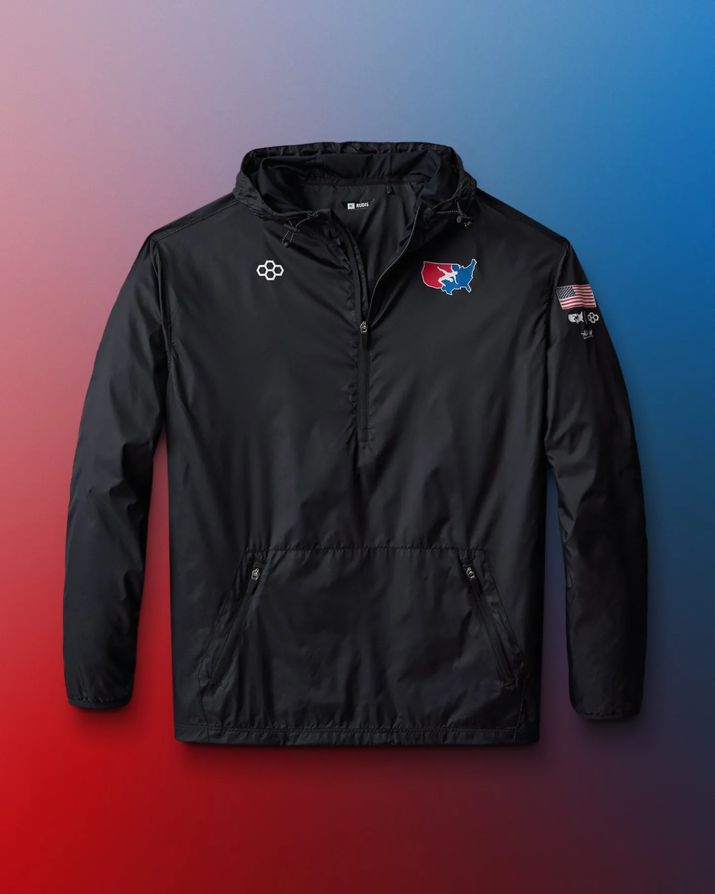 Hoodies & Pullovers|Jackets & Vests>RUDIS USA Wrestling Air Windbreaker Black