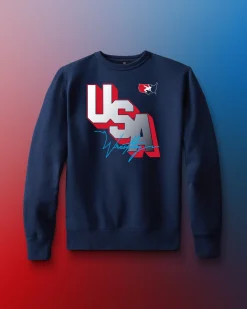 Hoodies & Pullovers|Hoodies & Pullovers>RUDIS USA Wrestling Block Comfort Fleece Crewneck
