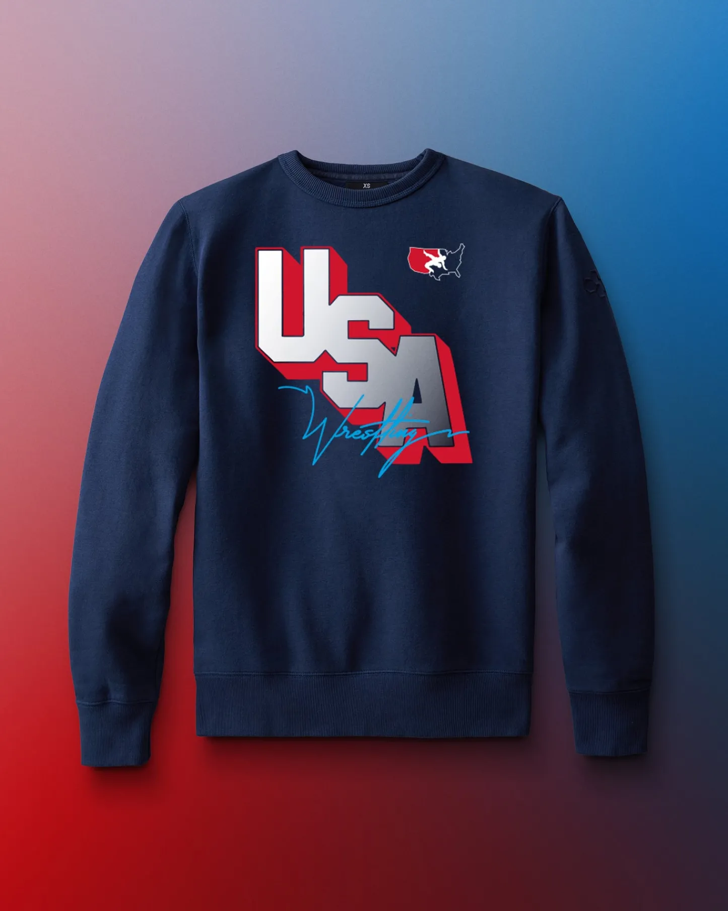 Hoodies & Pullovers|Hoodies & Pullovers>RUDIS USA Wrestling Block Comfort Fleece Crewneck