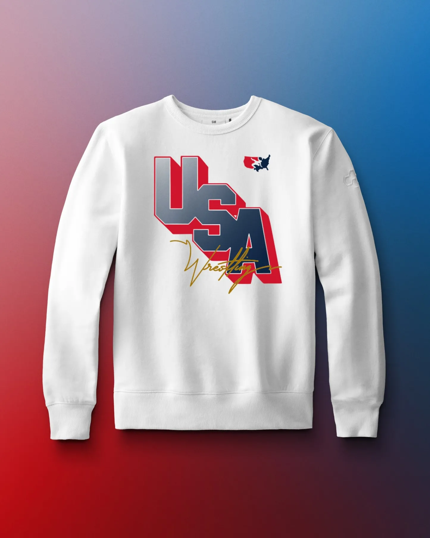 Hoodies & Pullovers|Hoodies & Pullovers>RUDIS USA Wrestling Block Comfort Fleece Crewneck