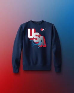 Hoodies & Pullovers>RUDIS USA Wrestling Block Comfort Fleece Youth Crewneck White
