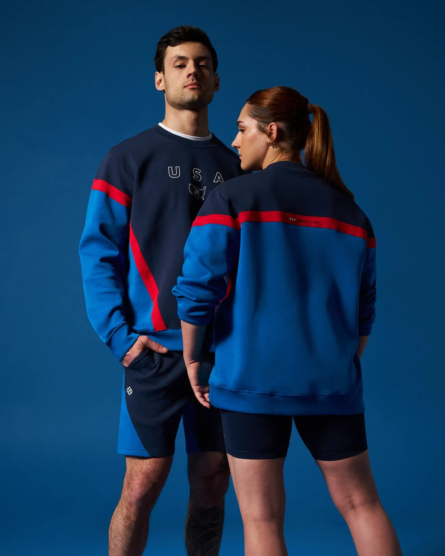 Hoodies & Pullovers|Hoodies & Pullovers>RUDIS USA Wrestling Colorblock Crewneck