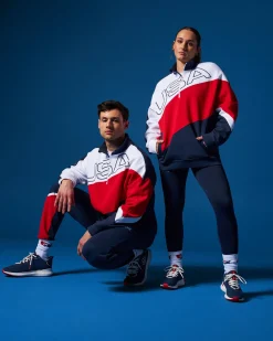 Hoodies & Pullovers|Jackets & 1/4 Zips>RUDIS USA Wrestling Colorblock 1/4 Zip Navy/White/Red