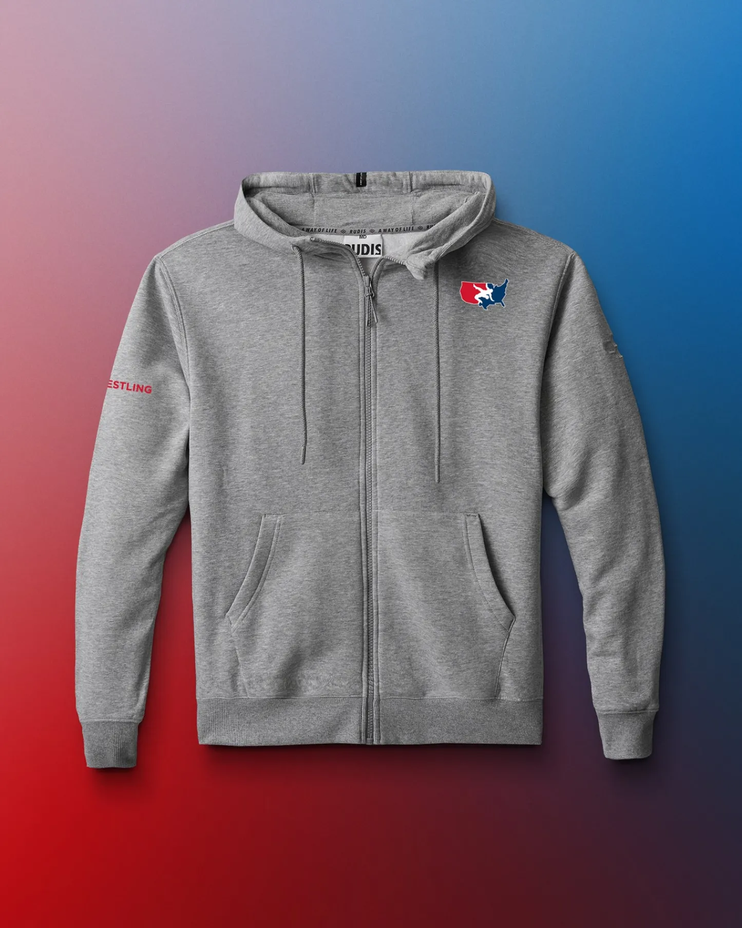 Hoodies & Pullovers|Hoodies & Pullovers>RUDIS USA Wrestling Logo Comfort Fleece Full Zip