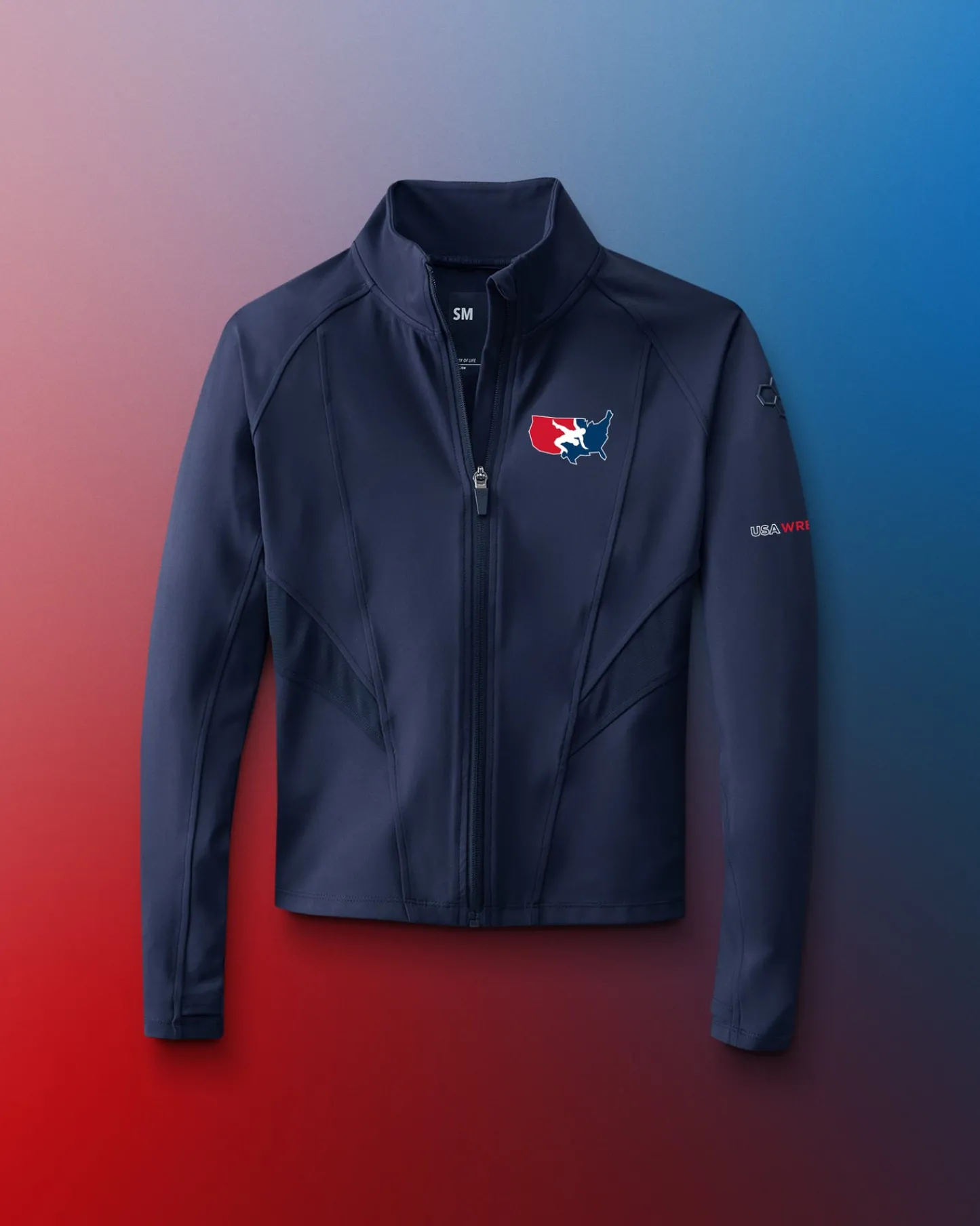 Jackets & 1/4 Zips>RUDIS USA Wrestling Logo Women's Contour Full Zip Navy