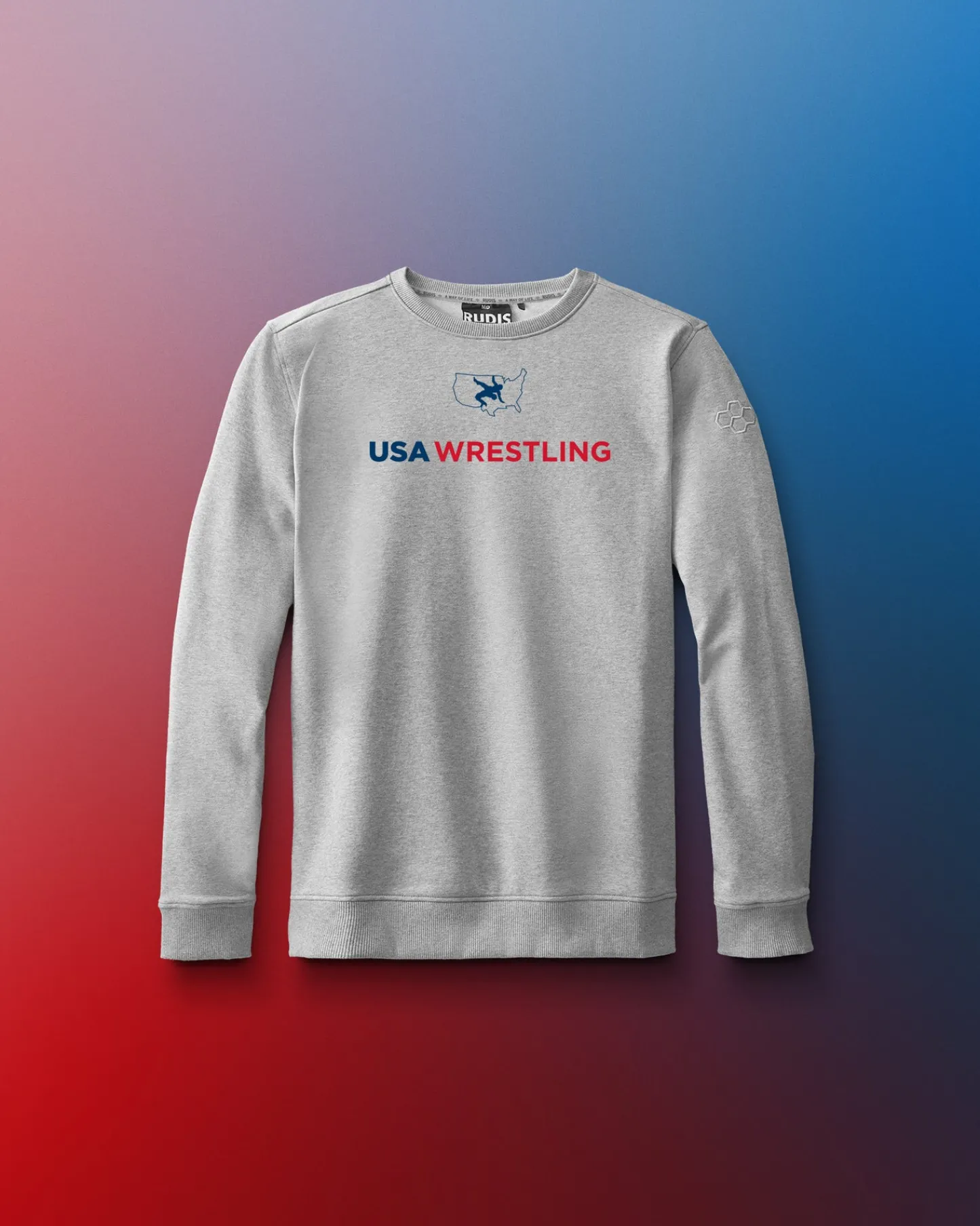 Hoodies & Pullovers>RUDIS USA Wrestling Logo Youth Elite Terry Crewneck