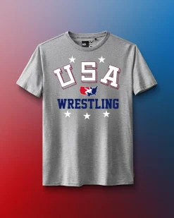 Shirts & Tees|Shirts & Tees>RUDIS USA Wrestling Retro Elite Super Soft T-Shirt Heather Gray