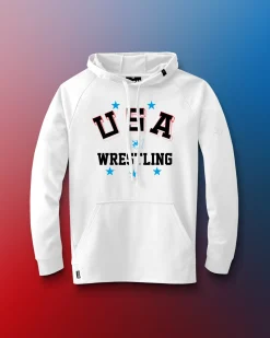 Hoodies & Pullovers|Hoodies & Pullovers>RUDIS USA Wrestling Retro Elite Terry Hoodie White