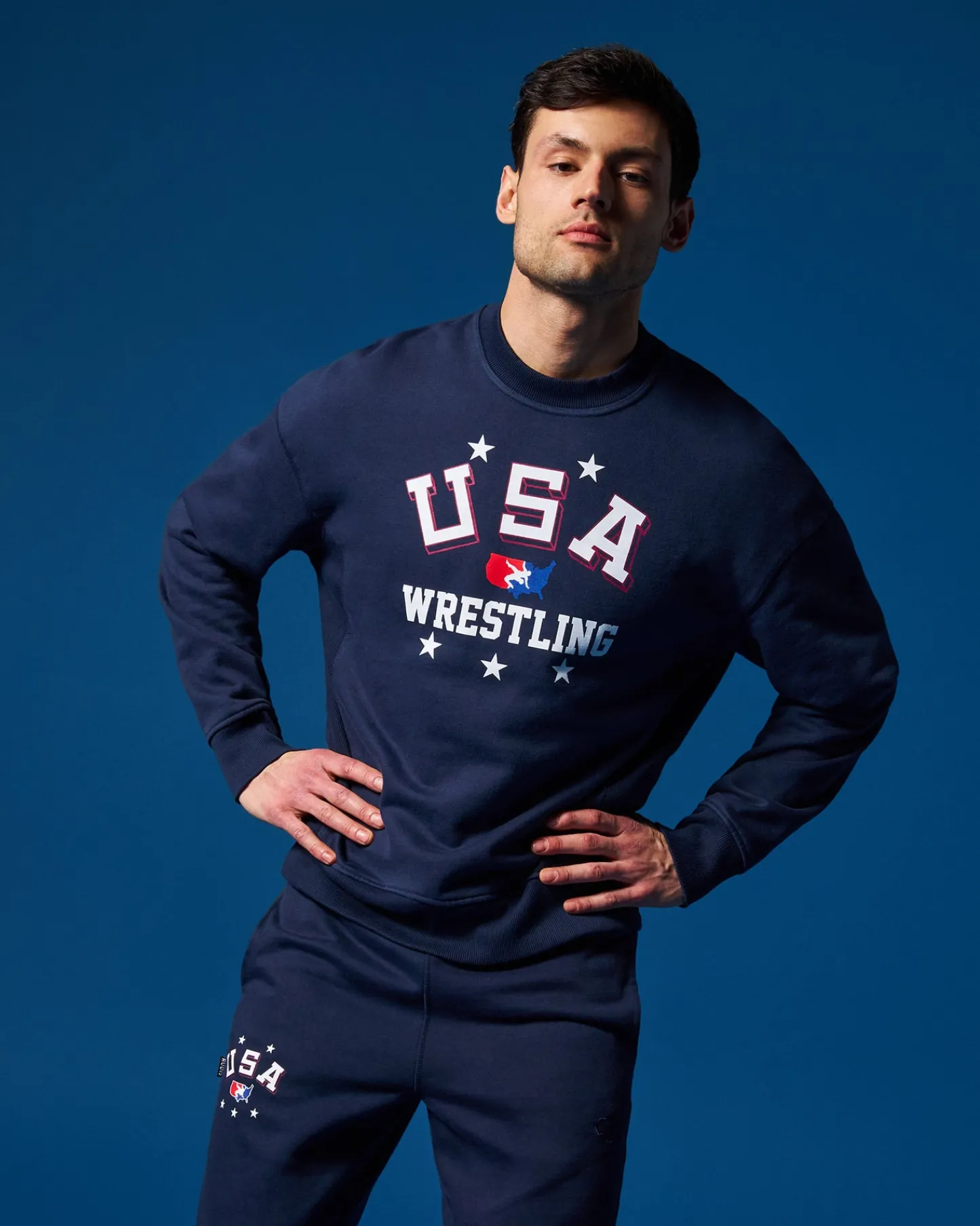 Hoodies & Pullovers|Hoodies & Pullovers>RUDIS USA Wrestling Retro Titan Heavyweight Crewneck