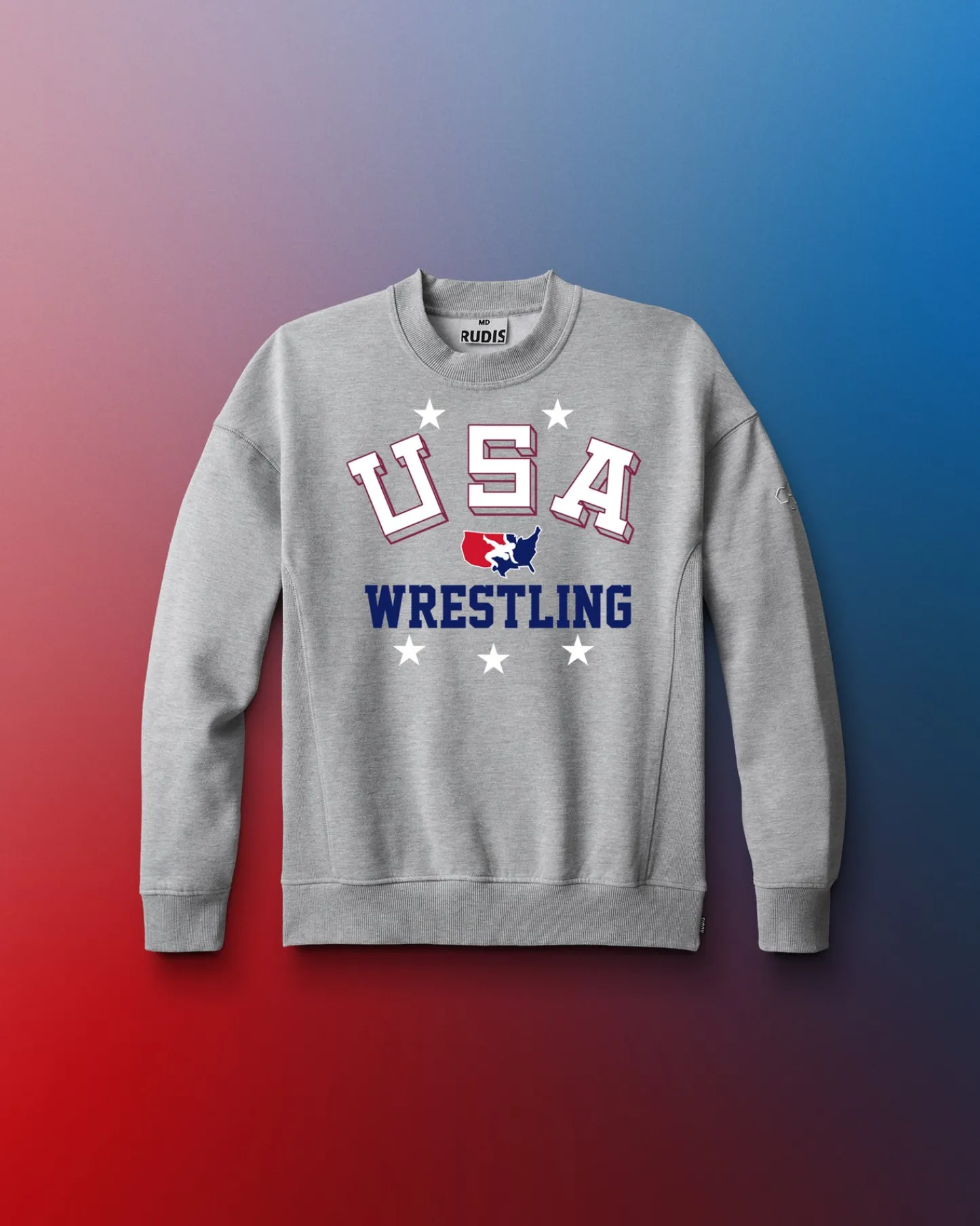 Hoodies & Pullovers>RUDIS USA Wrestling Retro Youth Titan Heavyweight Crewneck Navy