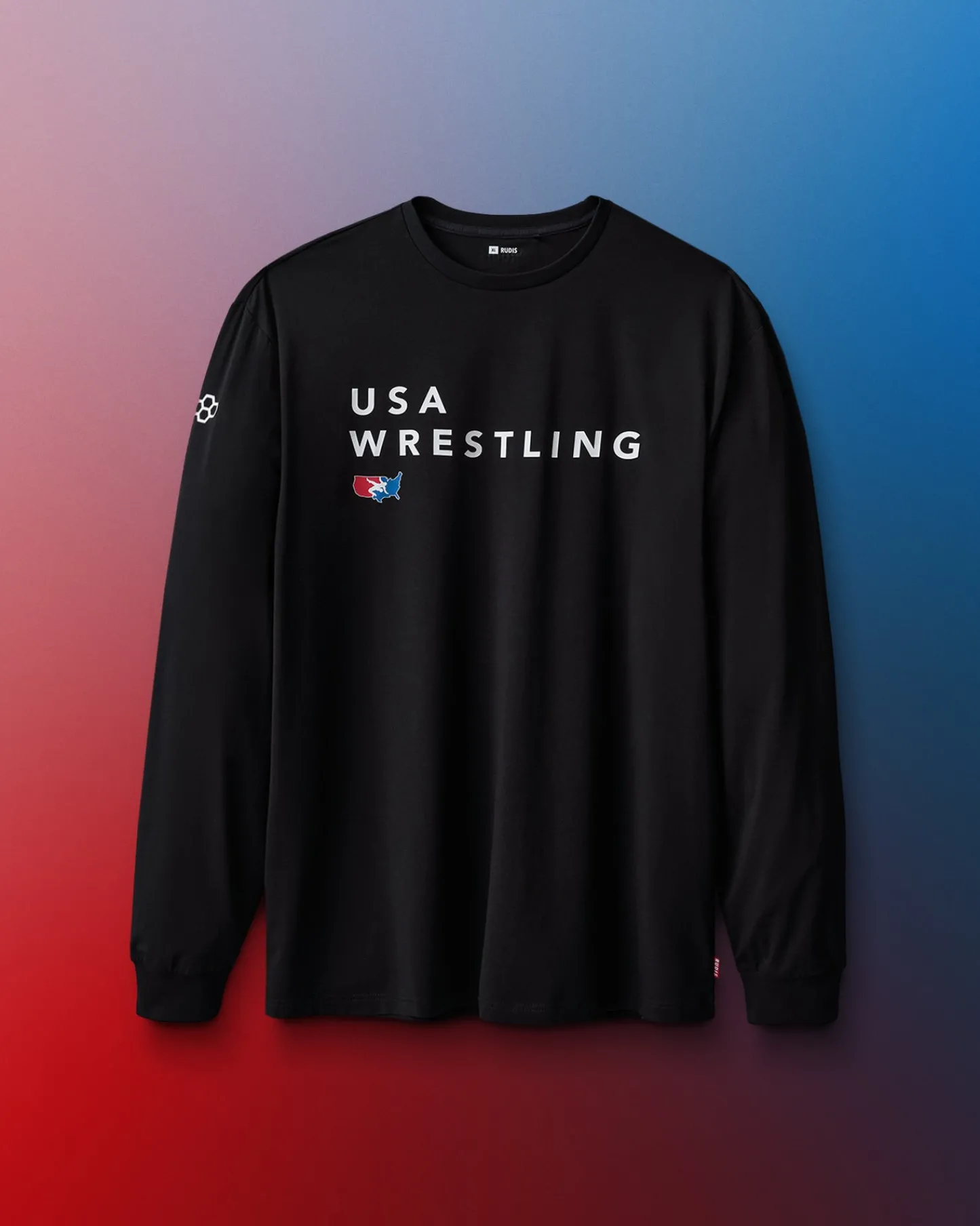 Shirts & Tees|Shirts & Tees>RUDIS USA Wrestling Stacked Hybrid Long Sleeve
